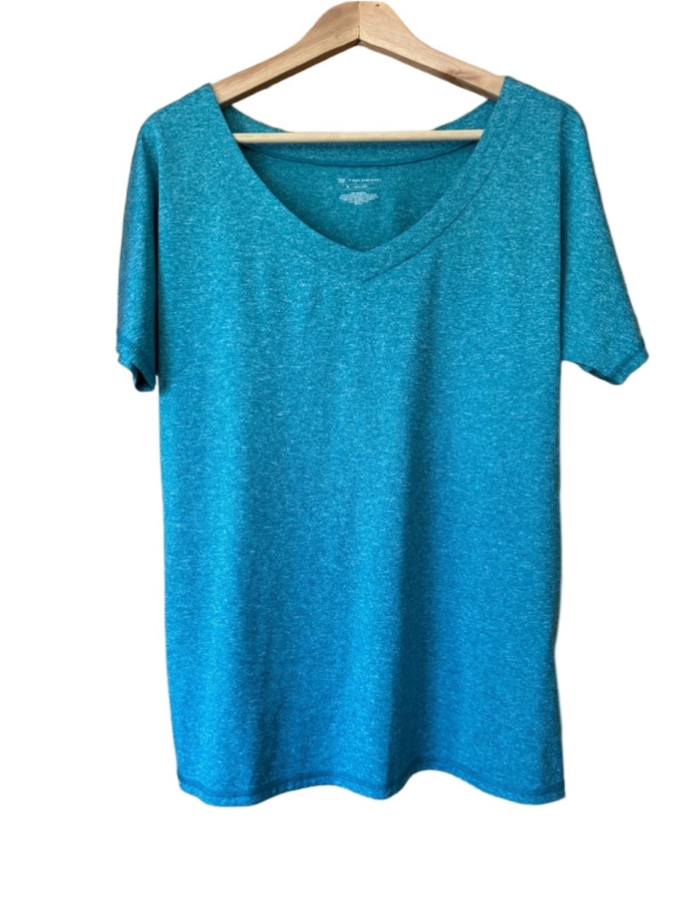 Tek Gear Heathered Teal V-Neck Short Sleeve Tee size Medium